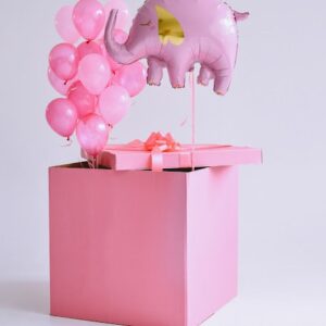 Коробка сюрприз с розовым слоном