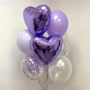 Фиолетовый набор шаров с сердечками для девочки или девушки