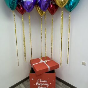 Коробка-сюрприз с шарами на день рождения для девочки